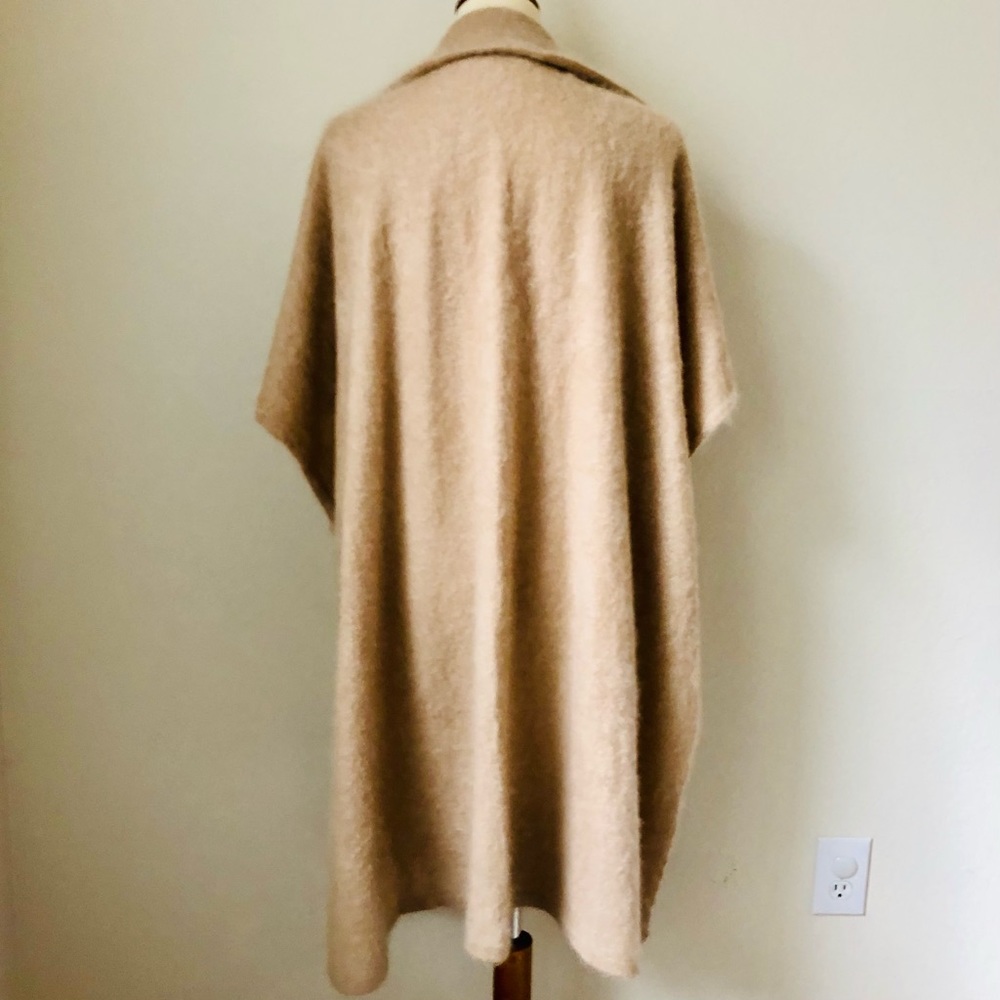 🆓 Shipping 100% Cashmere Open Front Long Coatigan- Oversized Camel Beige Wrap - Picture 5 of 11